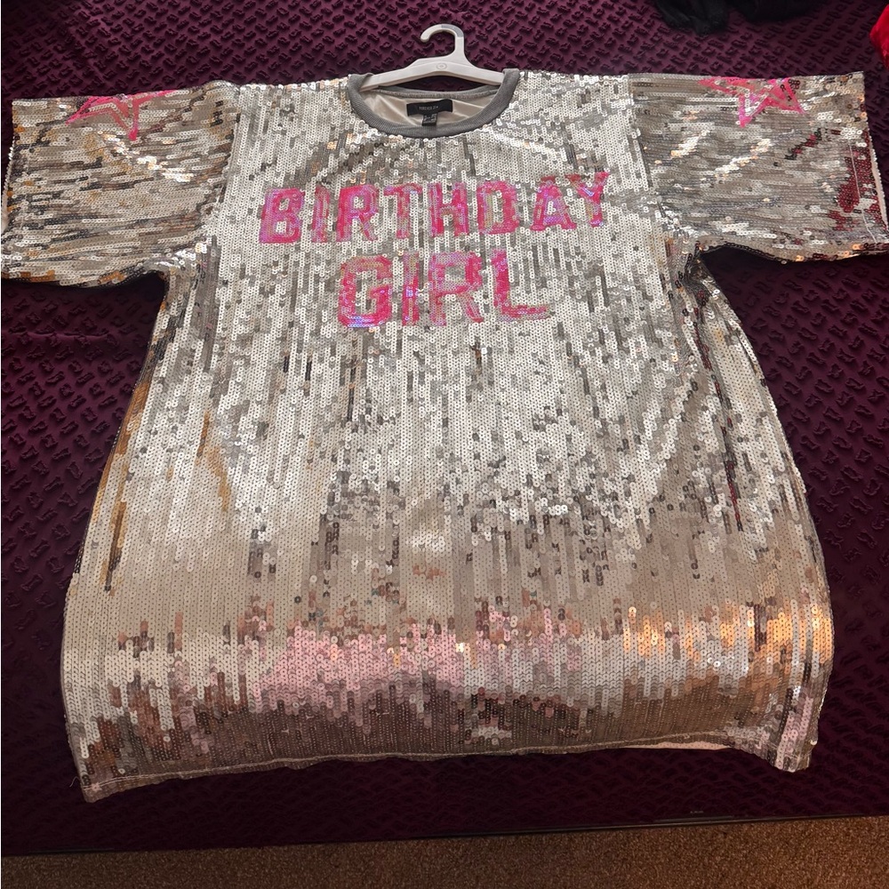Silver Sequin 'Birthday Girl' Dress